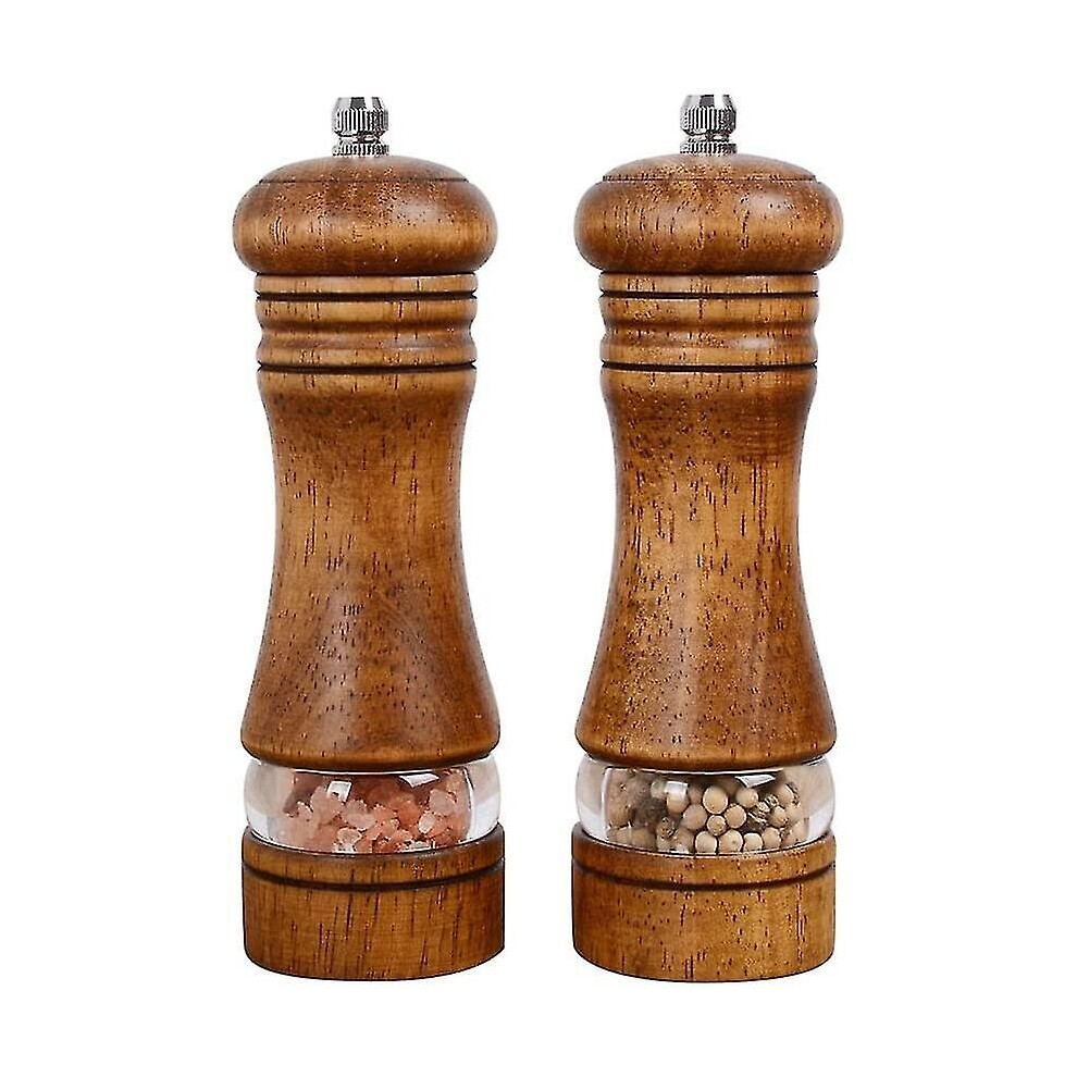 Pepper Grinder,wood Salt And Pepper Grinder Mills Sets,2 Pack,retro--