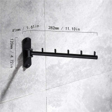 Stainless Steel Clothes Hanger With Swing Arm Support Bars Wall Mounted Hanger Holder With 5 Clothes Hooks Hooks ,storage Organizer