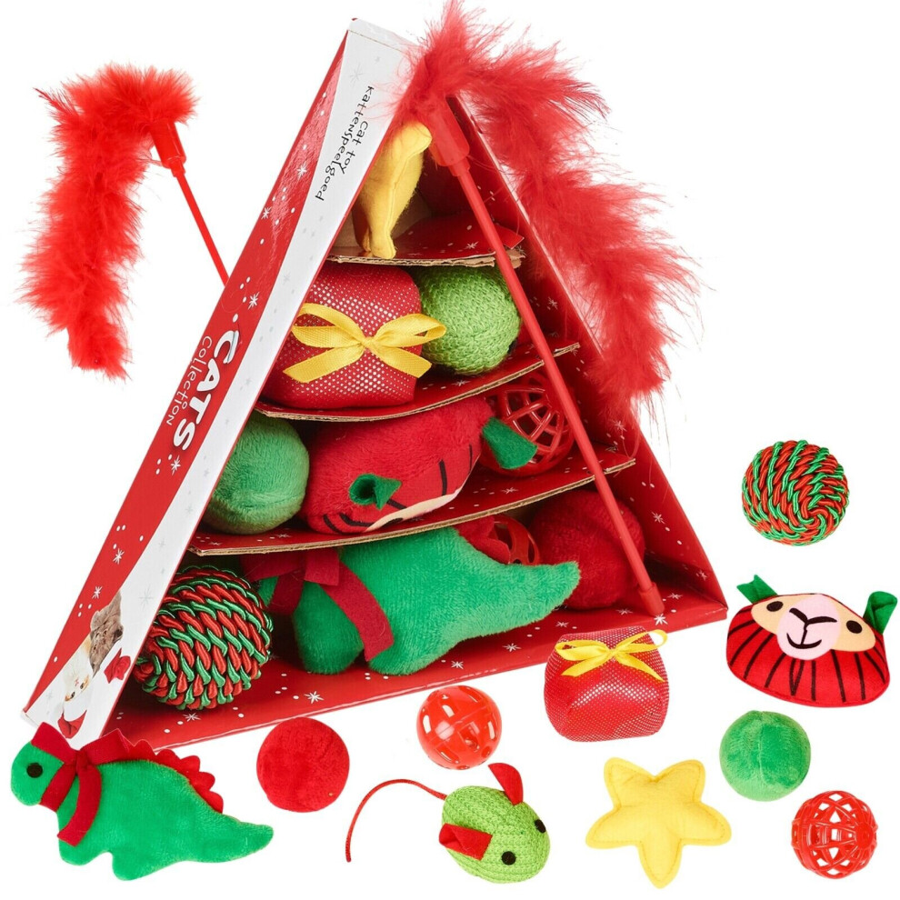 11pcs Cat Cute Toys Christmas Xmas Catnip Balls Mouse Holiday Gift Role Play Set