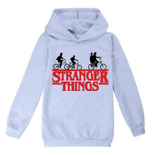 (Grey, 11-12 Years) 9-14 Years Kids Stranger Things Print Hoodies Long Sleeve Hooded Sweatshirt