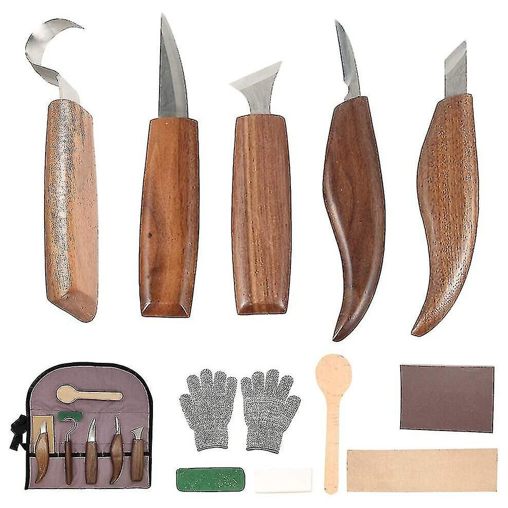 12 Pcs Wood Carving Tools With Hook Knife Woodworking Knife Carving Knife Bevel Knife Spoon Knife For Carpenter Beginners Children Professional Carver