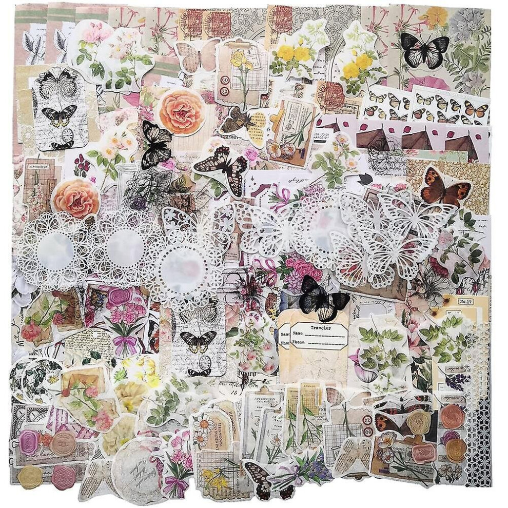 260pc Vintage Scrapbook Supplies Aesthetic Scrapbook Stickers For Journaling,gift Wrapping Cottage