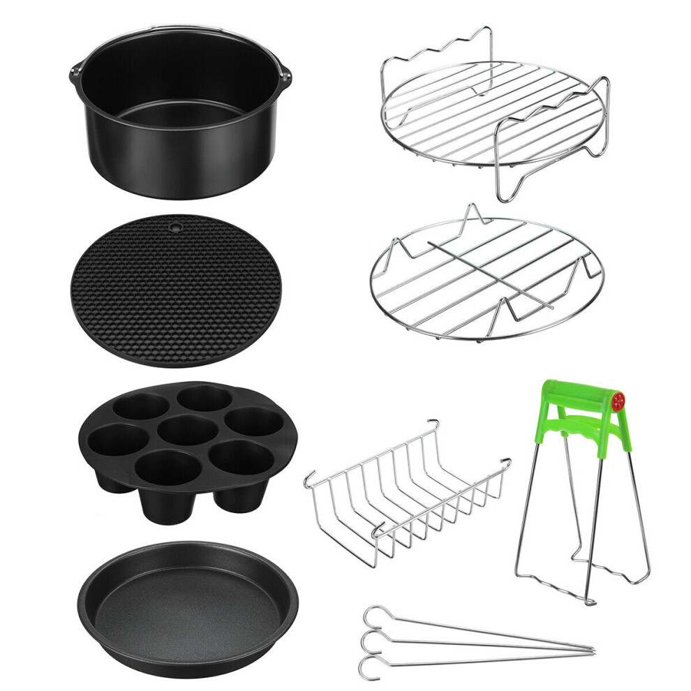 (8 inch, Type A) 7/8 Inch Air Fryer Accessories Baking Basket Pizza Pan Home Kitchen Tools