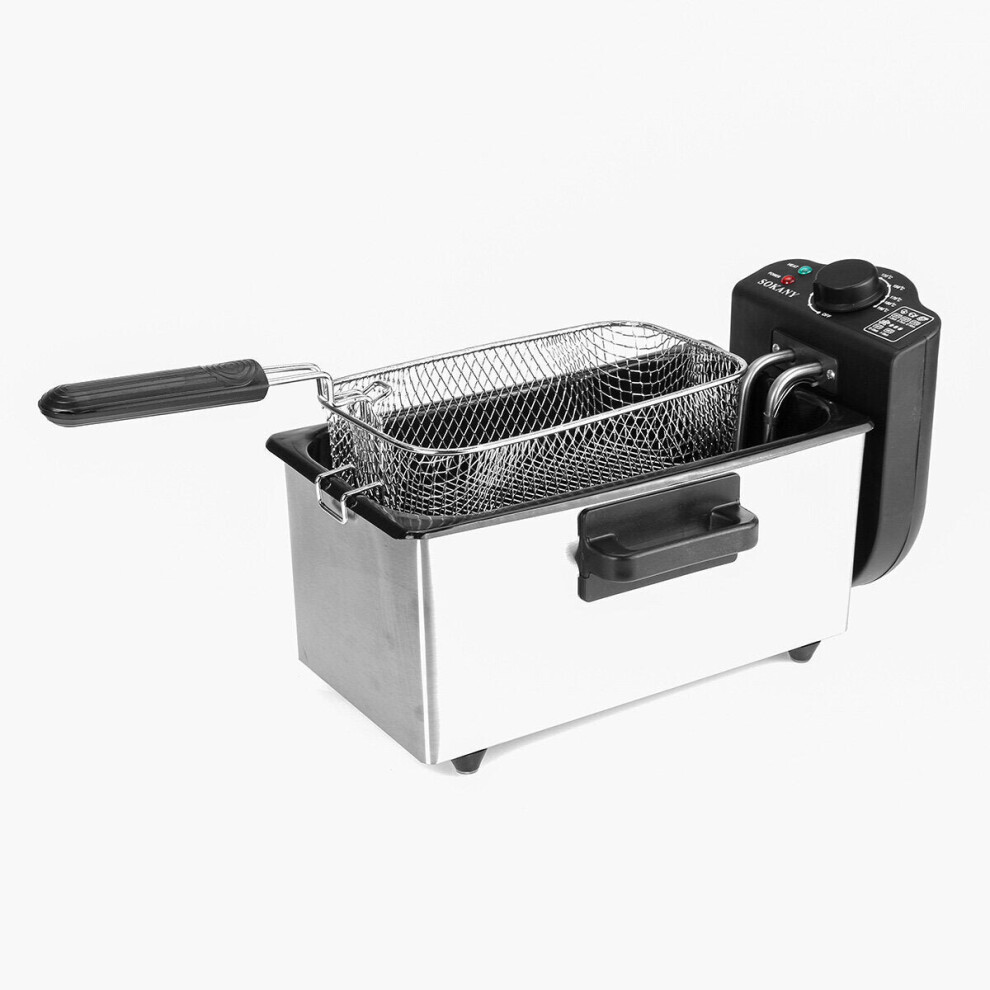 220-240V 2000W Electric Deep Fryer Single Tank Frying Pot Basket Strainer Machine Cooking Tools