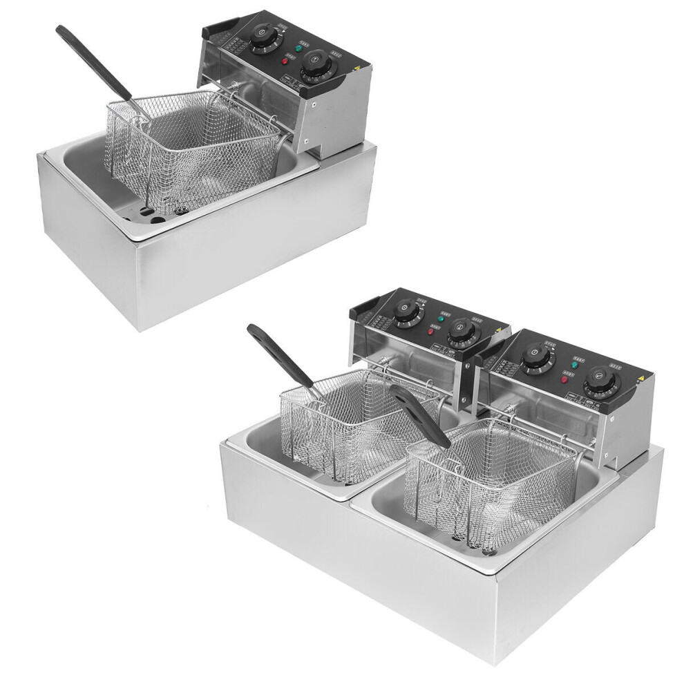 Greenzech (6L) 220V 6L/12L Timer Electric Fryer Deep Fryer With Lids & Baskets 6L