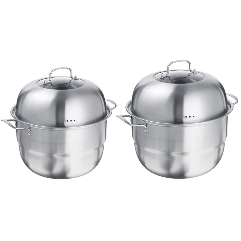 (28cm) Three-tier Steamer Stainless Steel with Steamed Grid Thickening Deep Soup Pot Large Capacity