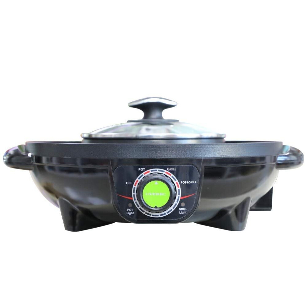 1300W Electric Grill with Hot Pot from Non-stick 3 Gear Adjustment