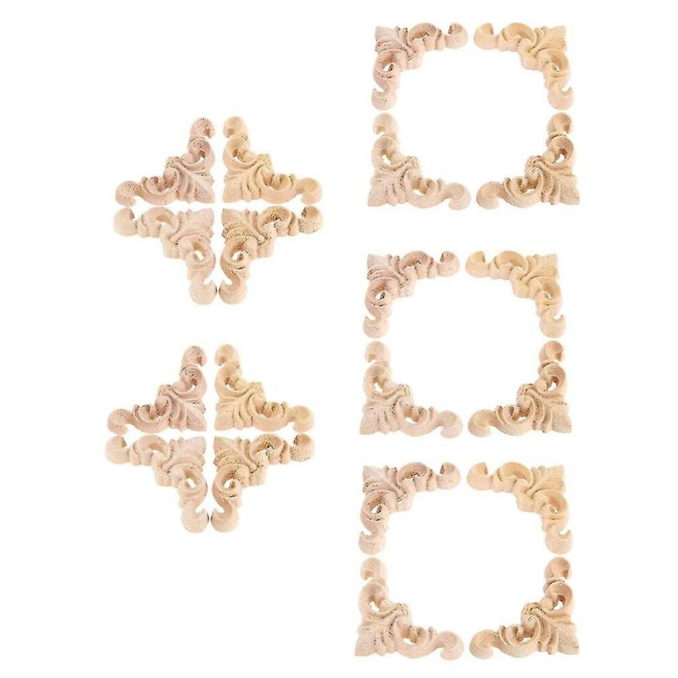 20pcs Carved Unpainted European Wood Furniture Window Corner Wood Applique Onlay Wood Figurines Orn