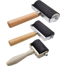 3 Pack Rubber Brayer Roller,1.4/2.4/4 Inch Hard Rubber Brayer Rollers,Art Craft Roller for Printmaking,Ink,Wallpapers Stamping Gluing