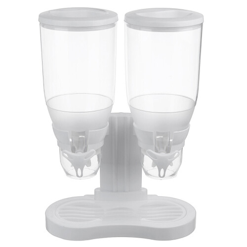 Double Cereal Dispenser Transparent Store Tank 3L for Kitchen
