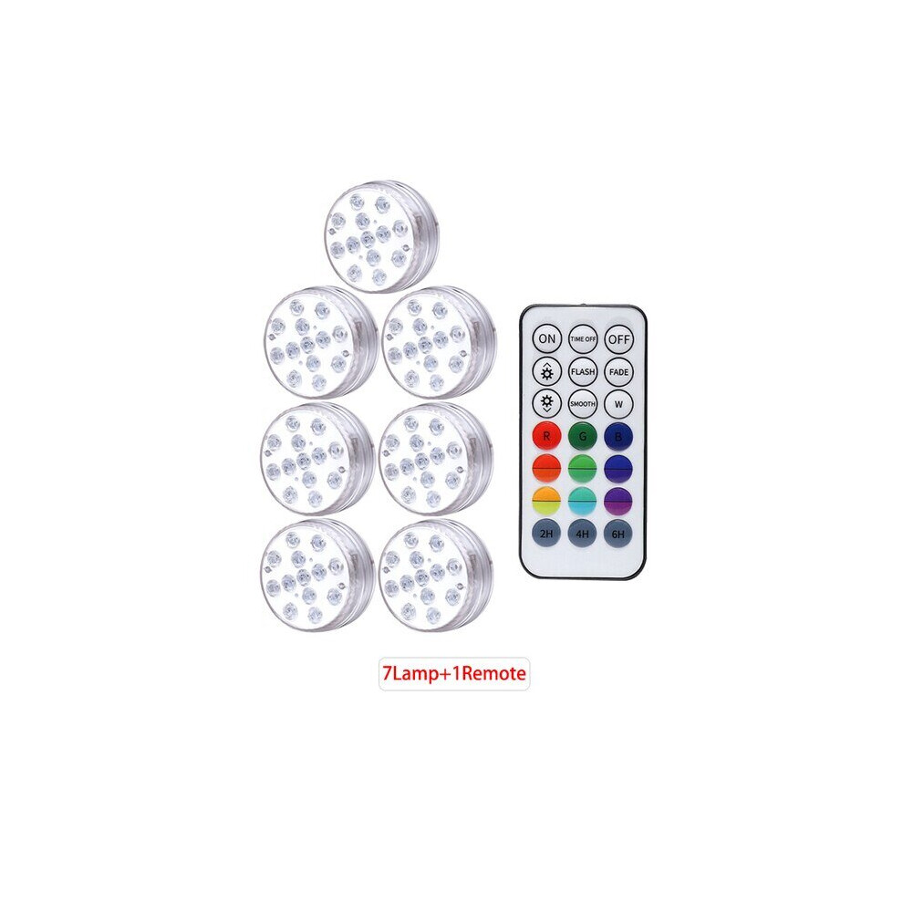 (1 Controller 7 Lamp) Underwater Light IP68 Waterproof Swimming Pool RF Remote Control Submersible Lights For Pond Vase