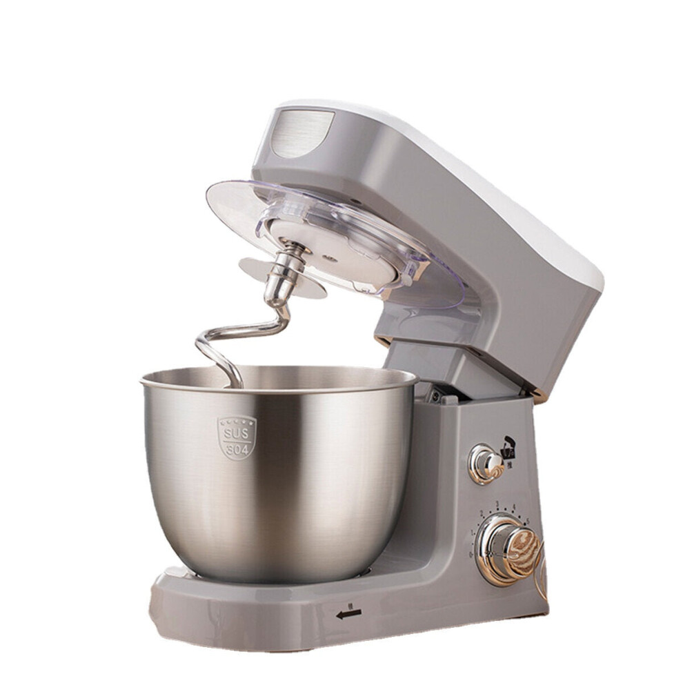 (Grey) Electric Food Stand Mixer 600W Tilt-Head 6 Speed Stainless Steel Bowl for Knead Dough Egg-beater