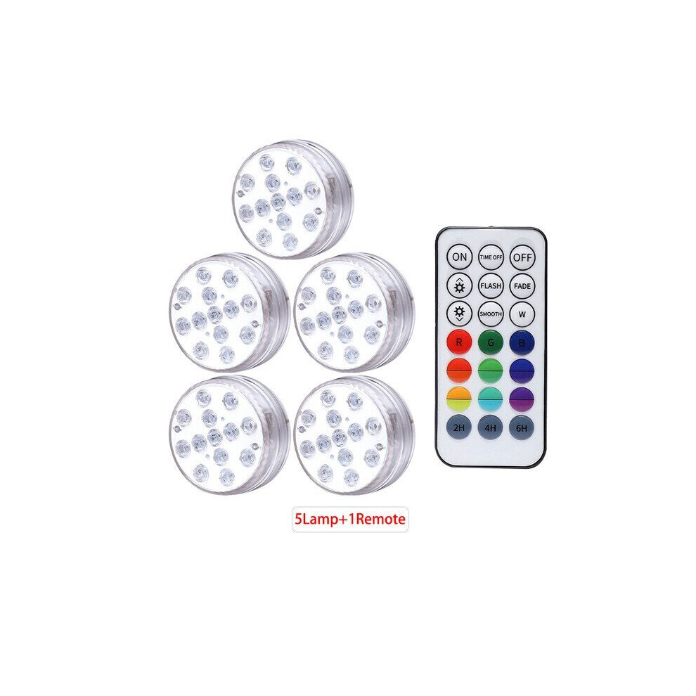 (1 Controller 5 Lamp) Underwater Light IP68 Waterproof Swimming Pool RF Remote Control Submersible Lights For Pond Vase