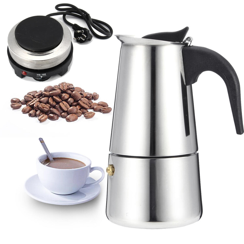 (B 5Pcs) Espresso Moka Coffee Maker Pot Percolator Stainless Steel Electric Stove Electric Coffee Kettle