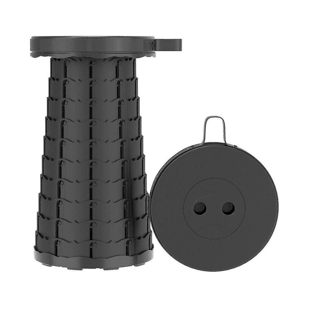 Portable Folding Stool, Camping Stool, Telescopic Height Adjustable 7-45cm, Telescopic Stool Backpack Stool--S-Black