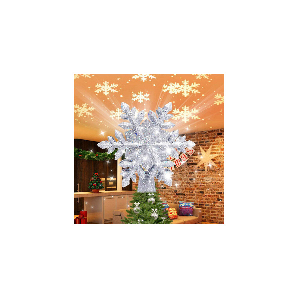 (Snowflake) Christmas Tree Topper Projector LED Star Tree Topper Light Xmas Decorations