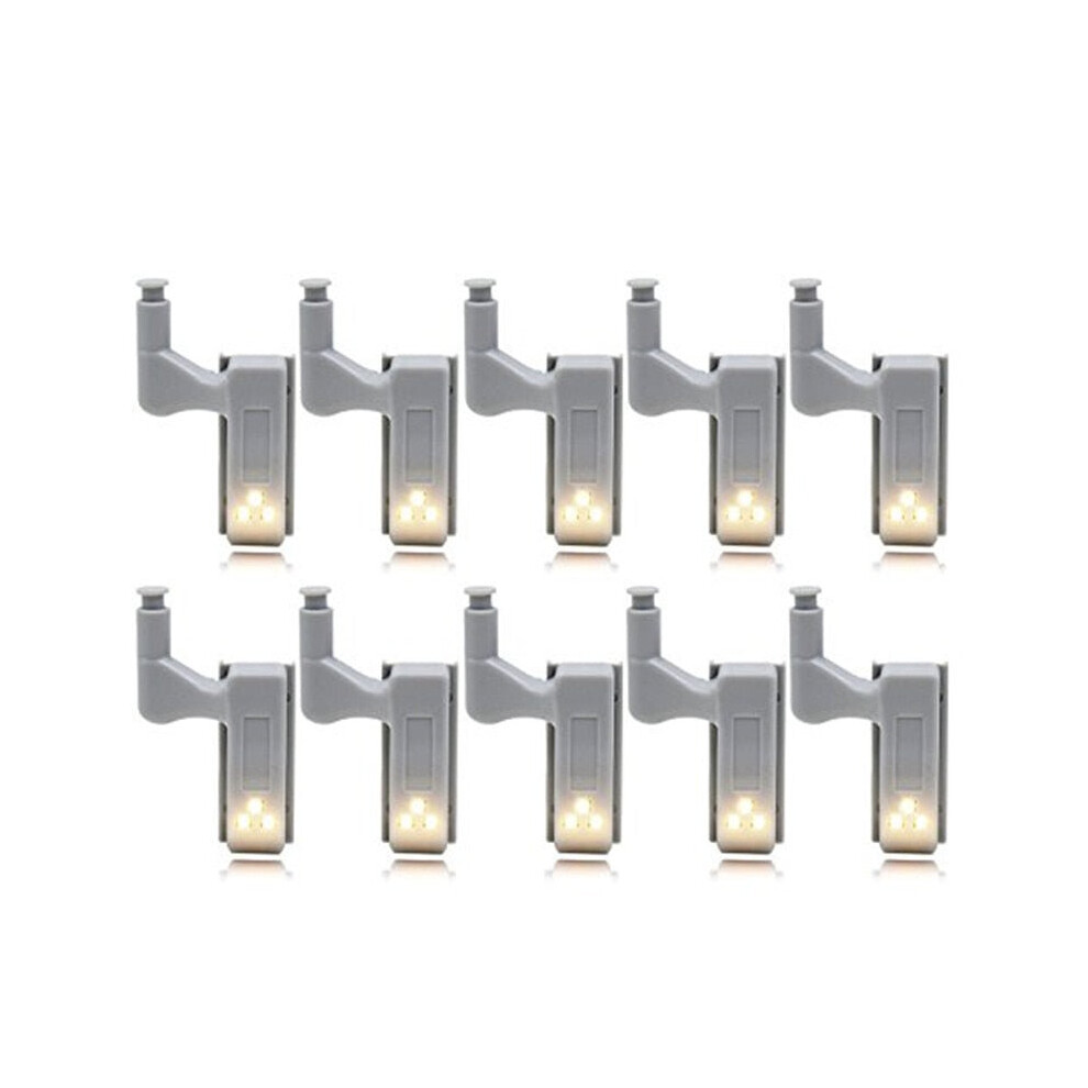 (white) 10Pcs LED Smart Touch Induction Cabinet Light Cupboard Inner Hinge Lamp Sensor Night for Closet Wardrobe