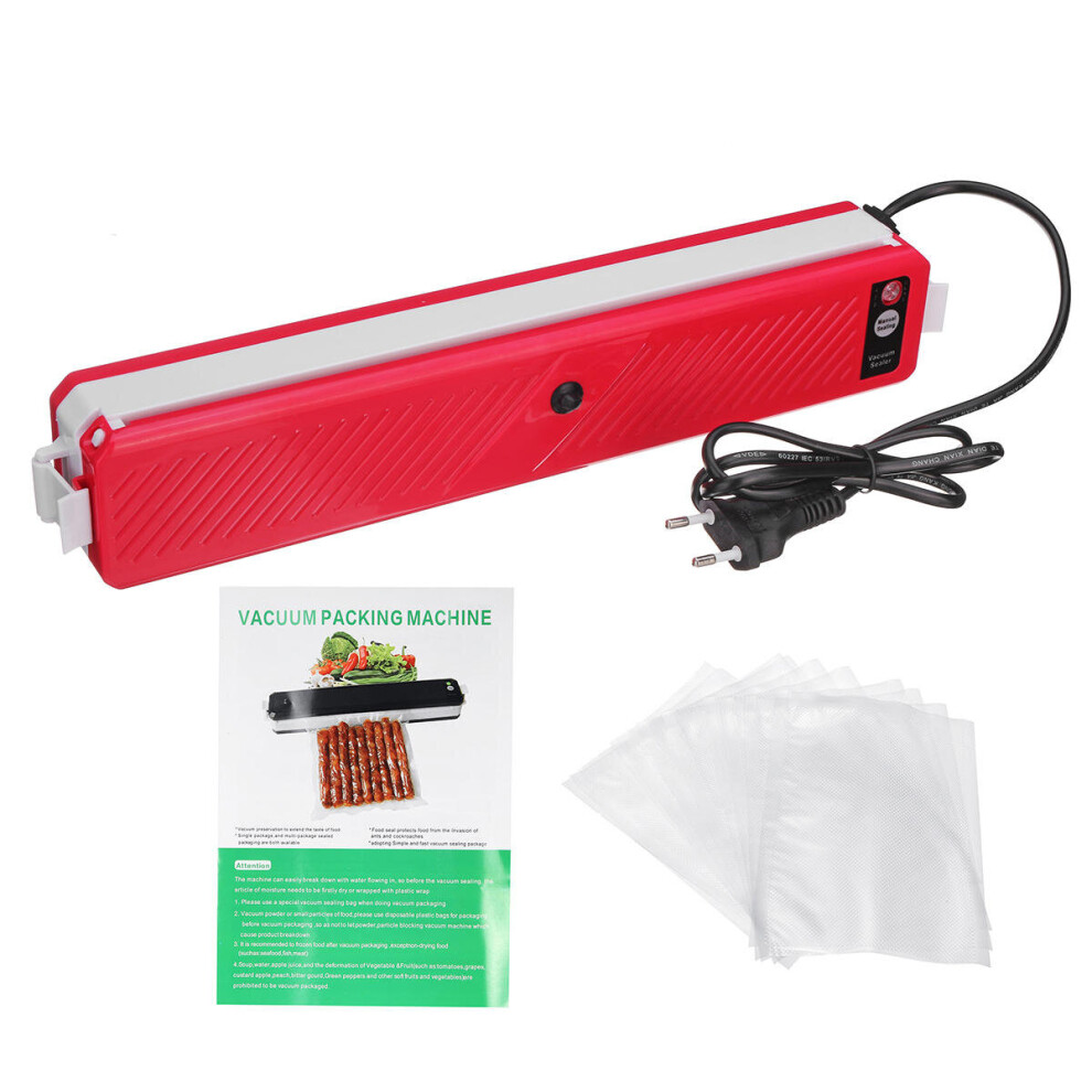 (Red) Commercial Food Saver Vacuum Sealer Machine Sealing System Preservation Storage