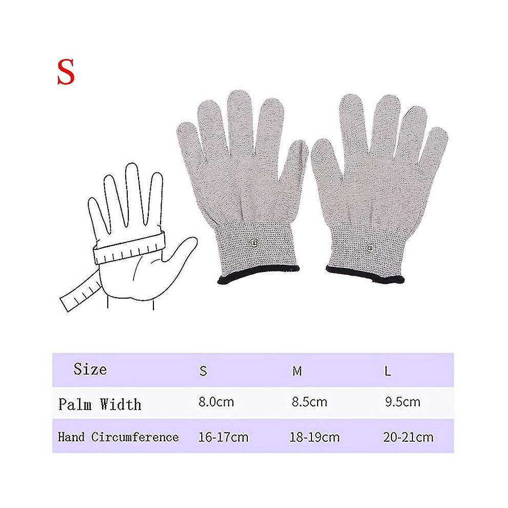 1Pair Conductive Fiber Electrode Gloves Pads Electrotherapy Massage Silver