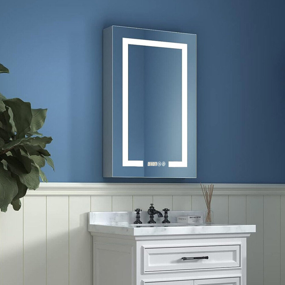Rectangular 1 Door Dimmable LED Bathroom Mirror Cabinet