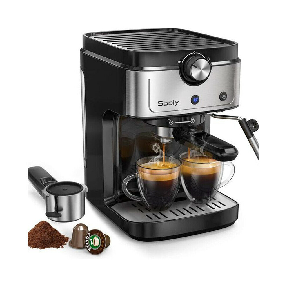 1372W 2in1 Coffee Maker Adjustable Steam 19 Bar Pressure for High-Quality Extraction