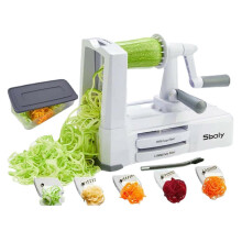 Vegetable Spiralizer SS001 - 5-Blade Stainless Steel Spiralizer with 2mm/3mm/5mm/5.5mm & Ribbon Blades