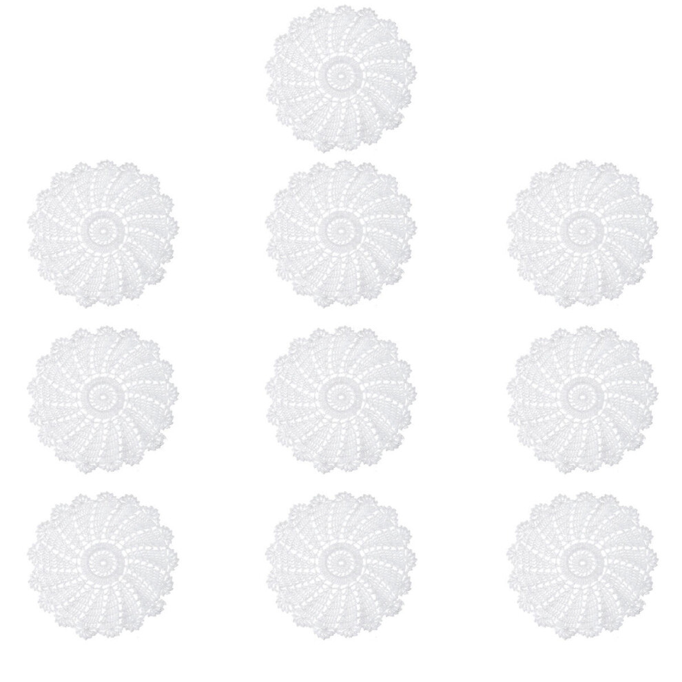 10Pcs/Set Hand Crocheted Doilies Cotton Woven Round Cup Dish Table Tablecloth Placemat Decorations