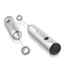 (Silver) Cordless Electric Egg Beater Blender Milk Coffee Tea Stir Bar Baking Cream Foamer Automatic Milk Foam