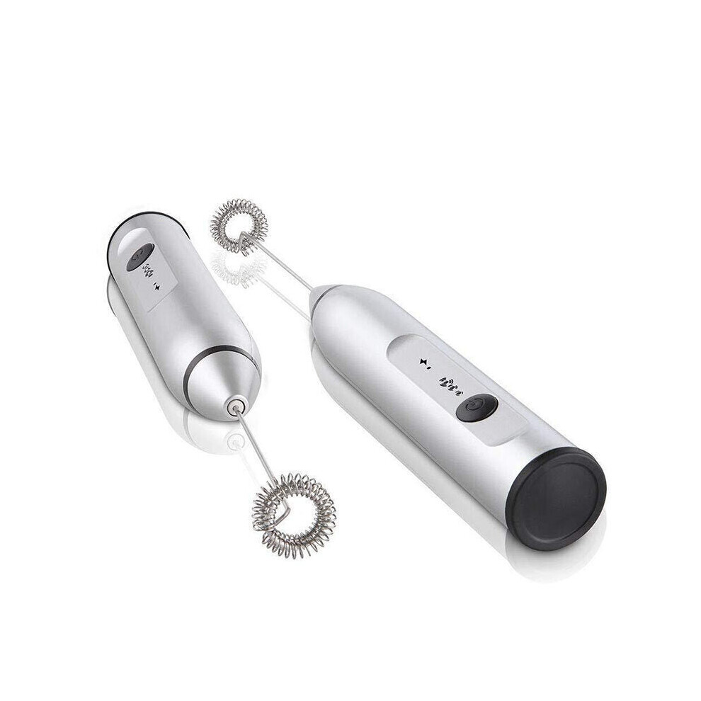 (Silver) Cordless Electric Egg Beater Blender Milk Coffee Tea Stir Bar Baking Cream Foamer Automatic Milk Foam