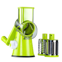 (Green) Vegetable Fruit Manual Slicer Cutter Spiral Grinder Kitchen Tools With 3 Stainless Blades