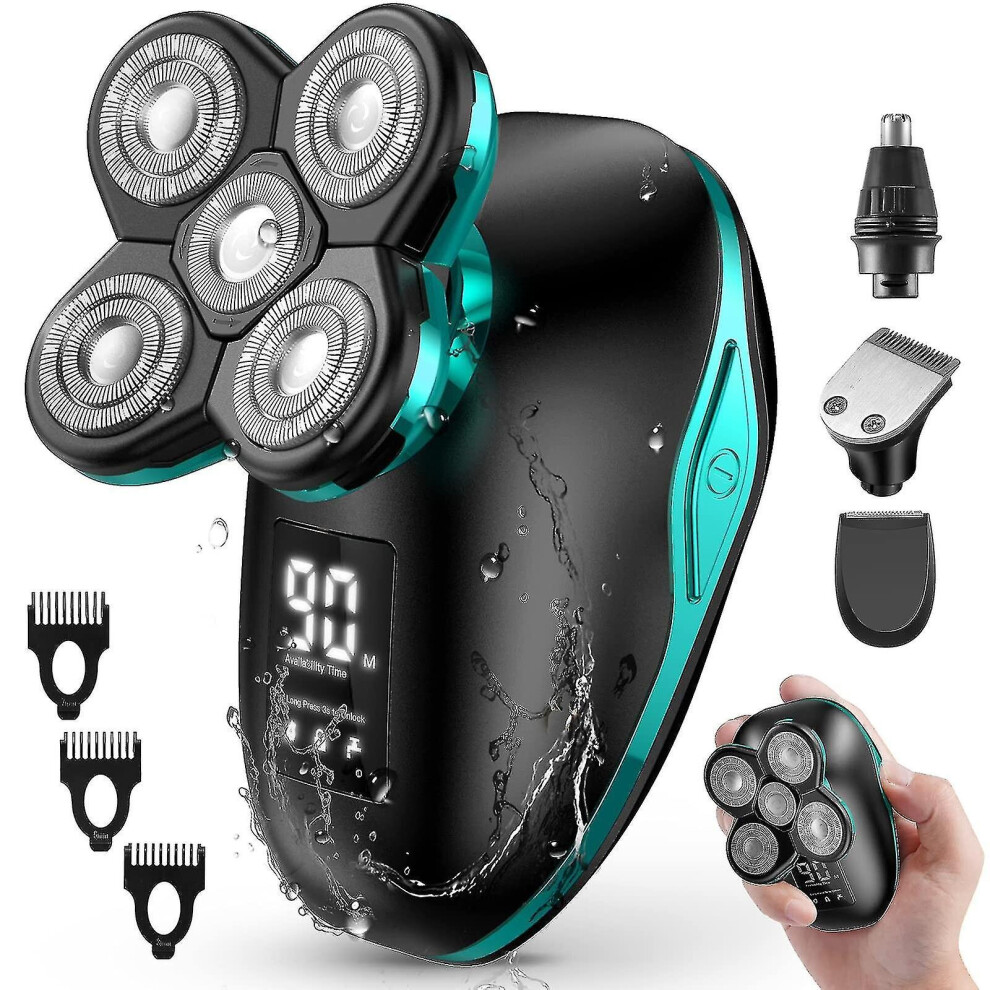 Head Shavers For Men, 5 In 1 Bald Head Shaver Cordless Led Mens Electric Shavers, Wet And Dry Shaver, Ipx5 Waterproof Rotary Shaver,grooming Kit With