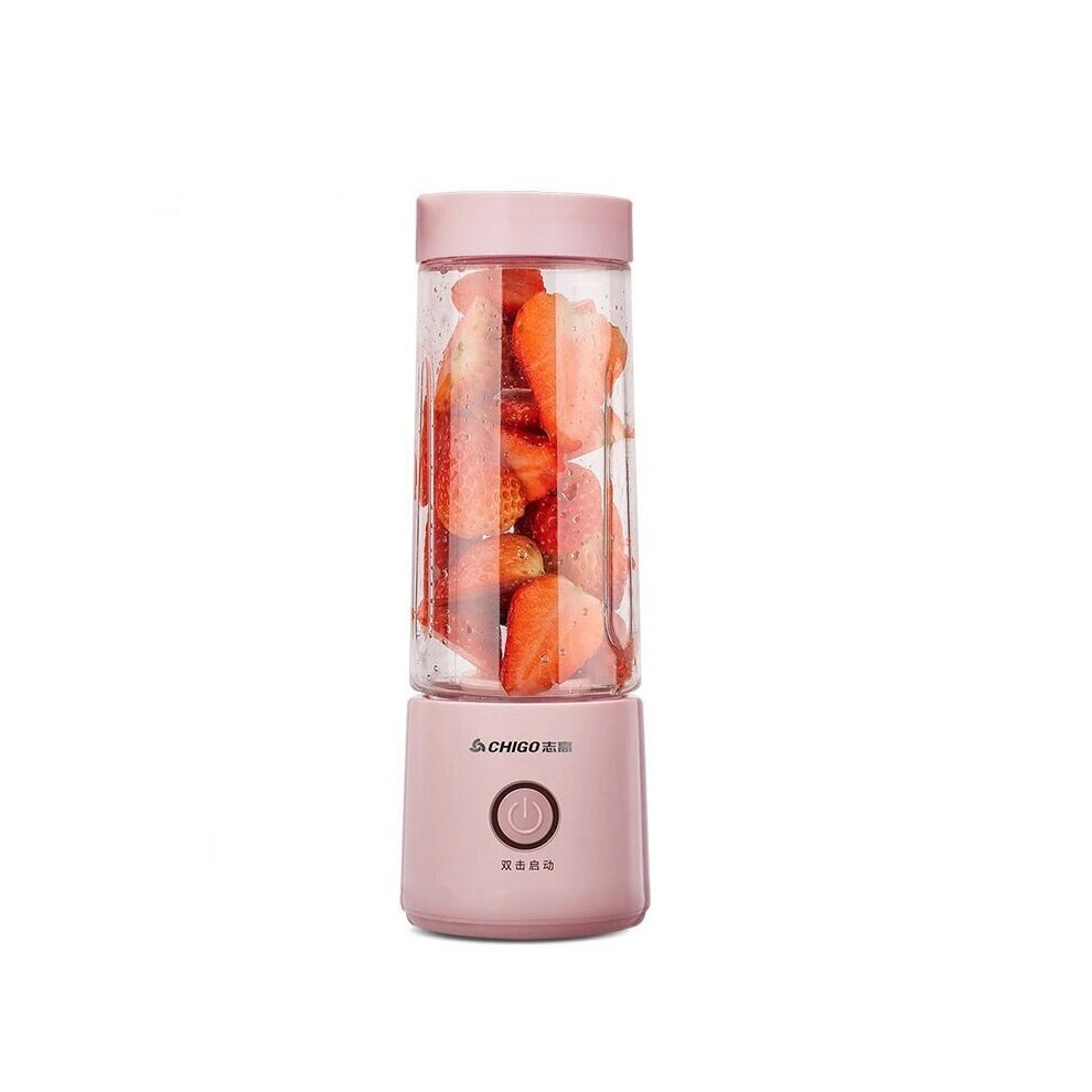 (Pink) Portable Electric Juice Cup 400ml Fruit Juicer Handheld Smoothie Maker USB Blender