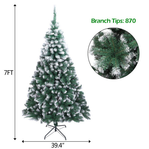 7FT Christmas Tree Natural Snowy White - 870 Branches 2