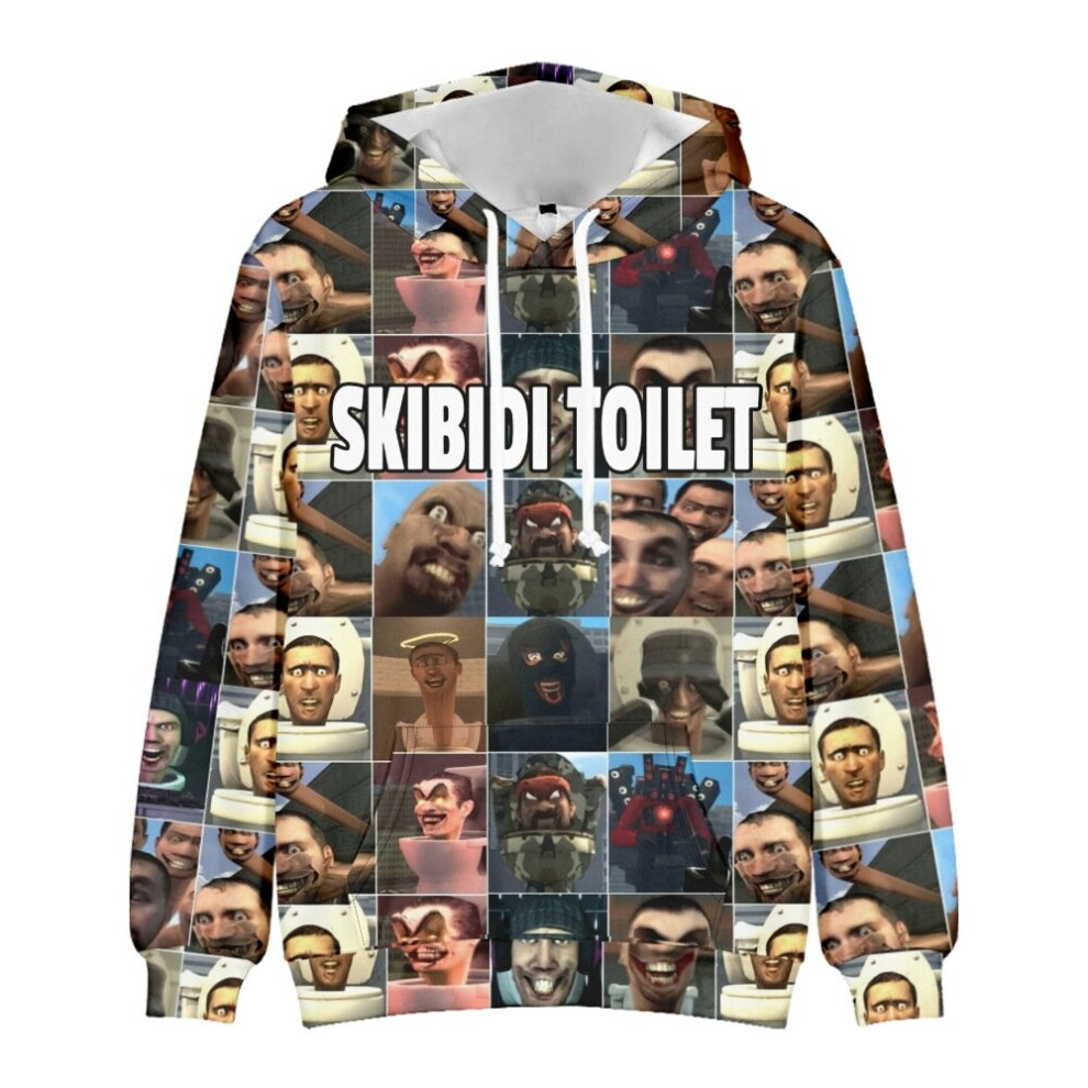 (4XL) Skibidi Toilet Hooded Pullover Sweatshirt Top 