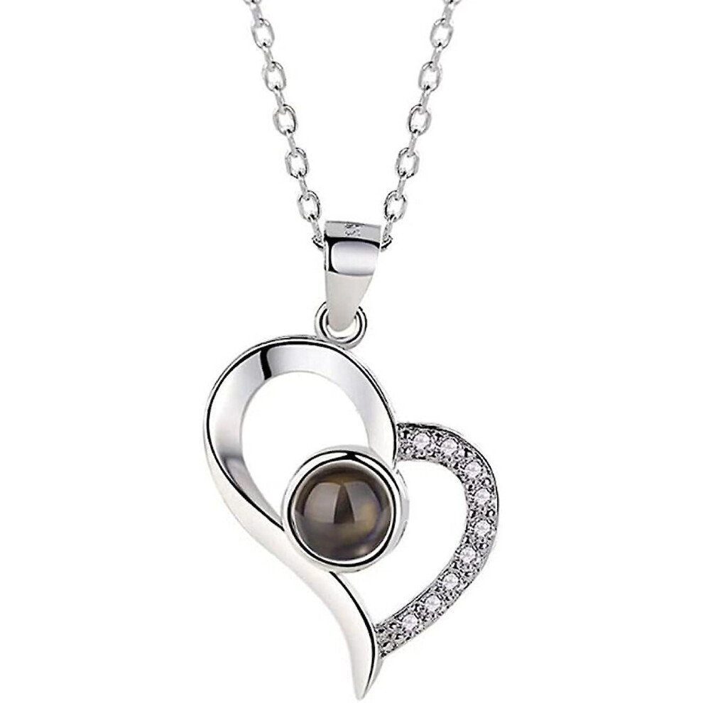 Necklace With Picture Inside 100 Language Personalised For Women Picture Photo Projection Sterling Silver Heart
