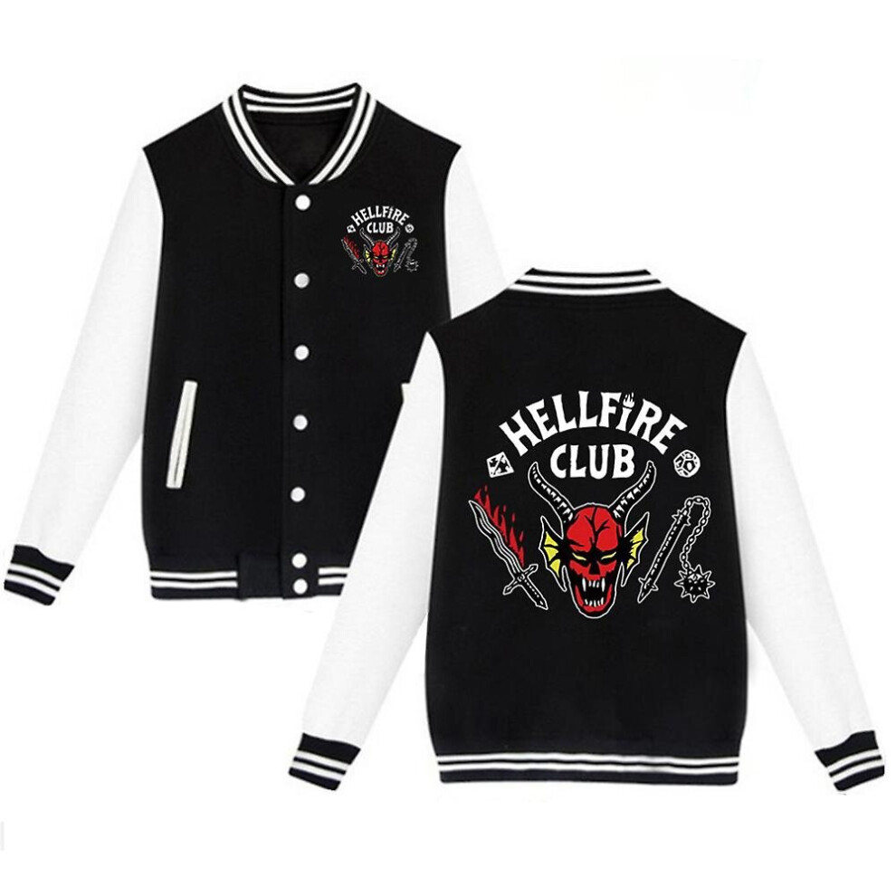 (XL) Stranger Things Hellfire Club Baseball Jacket Women Men Casual Coat