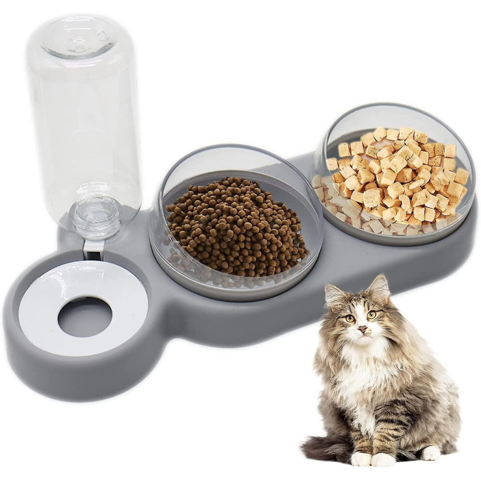 Double Cat Bowls, 3 In 1 Automatic Cat Water Dispenser Cat Food Dispenser Pet Bowls Set 15 Tilted Water And Food Bowls Cat Set Perfect Feeding Bowls F