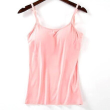 (Pink, XL) Women Padded Soft Casual Bra Tank Top Women Spaghetti Cami Top Vest Female Camisole With Built In Bra