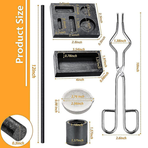 Graphite Torch Melting Casting Kit,2 Graphite Crucible Stir Stick 1