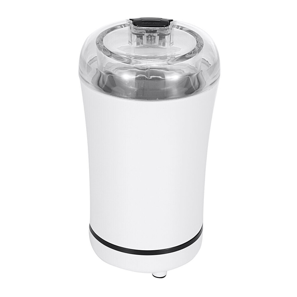 (White, US Plug) Electric Coffee Mill Grinder 800W 220V Transparent Lid Security Snap for Beans Spices Nuts