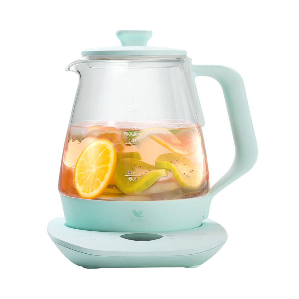 (Green) Electric Kettle 800W 1.5L Multifunctional Glass Tea Pot Household