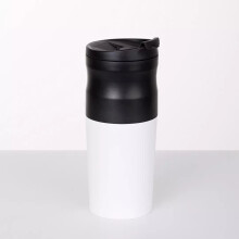 (White) Protable Electric Coffee Grinder From Double-layer Filter 1200mAh Battery Heat Preservation Coffe Cup for Office Travel Camping