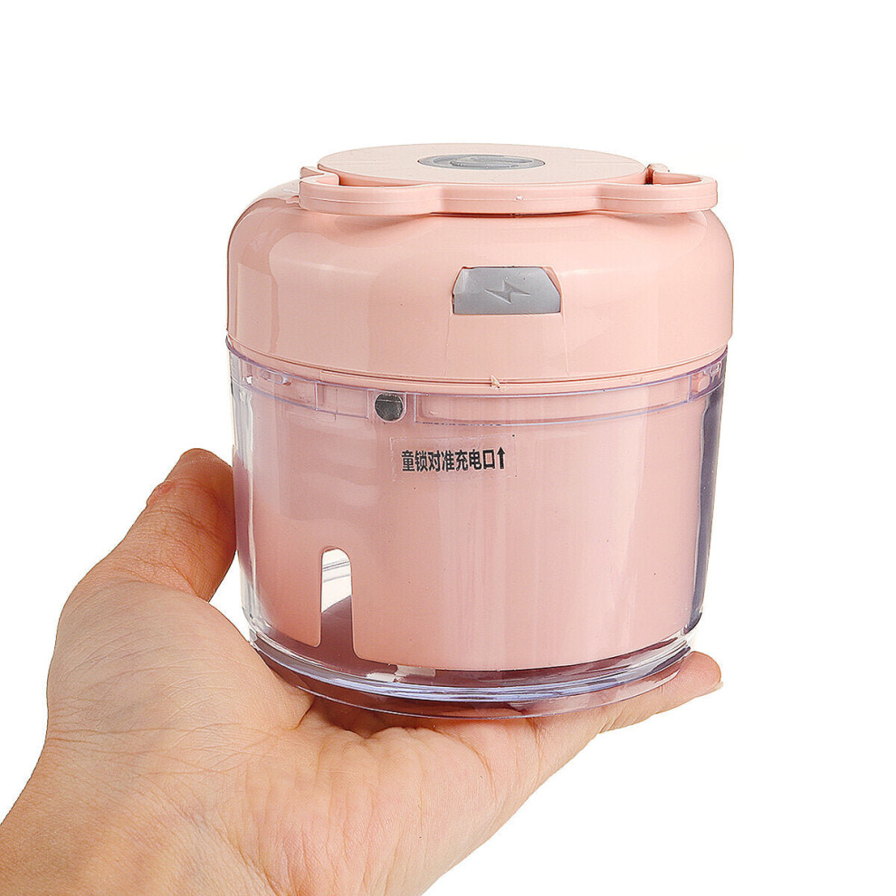 (Pink) Electric Meat Garlic Grinder Wireless Mini Food Chopper Mincer Mixer USB Charging for Kitchen