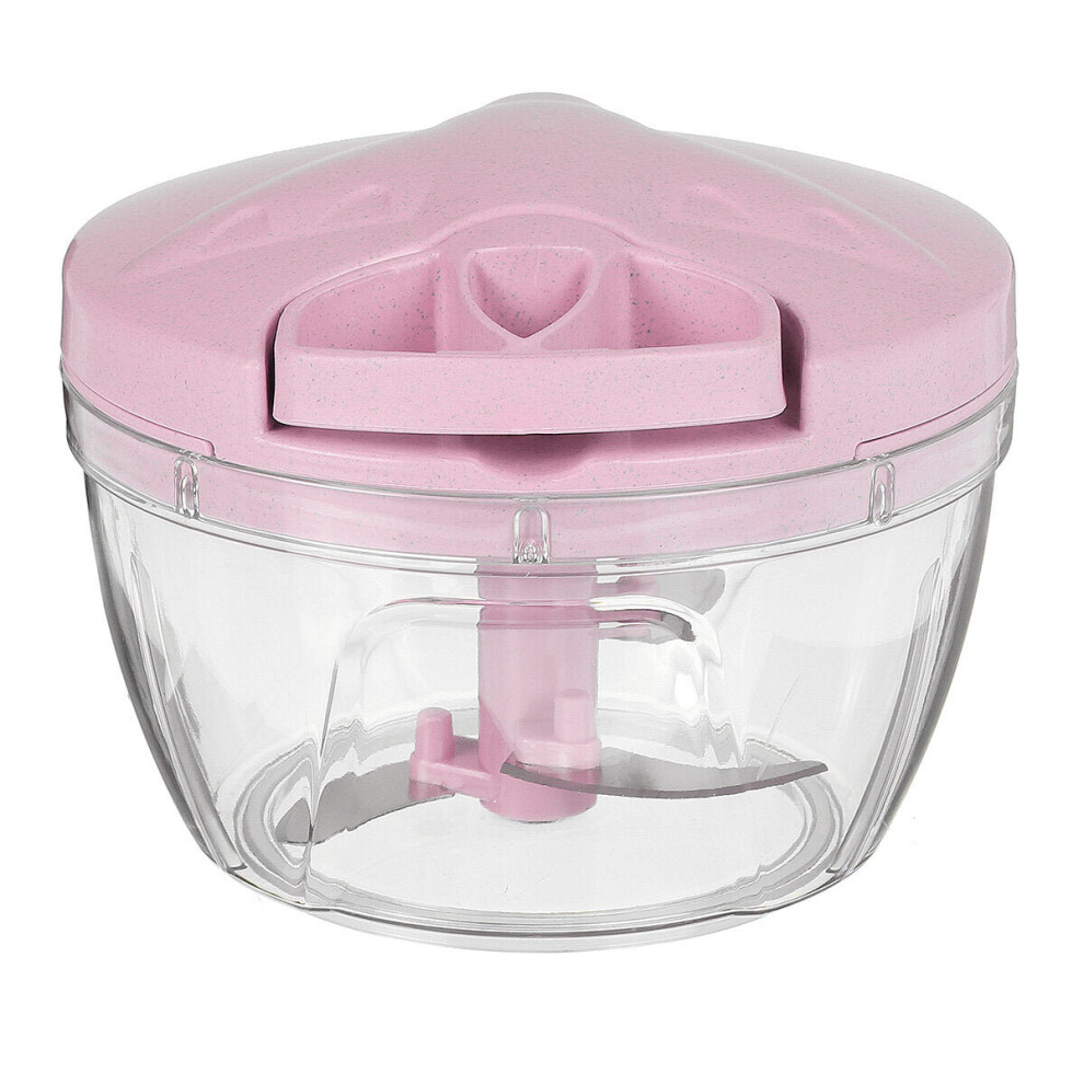 (Pink, S) Mini Manual Chopper Garlic Vegetable Mincer Fruits Nuts Onions Food Blend Slicer