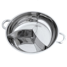 (#2) 400/340mm 3 Taste Stainless Steel Hot Pot Cookware Soup Container 3 Site Induction Compatible