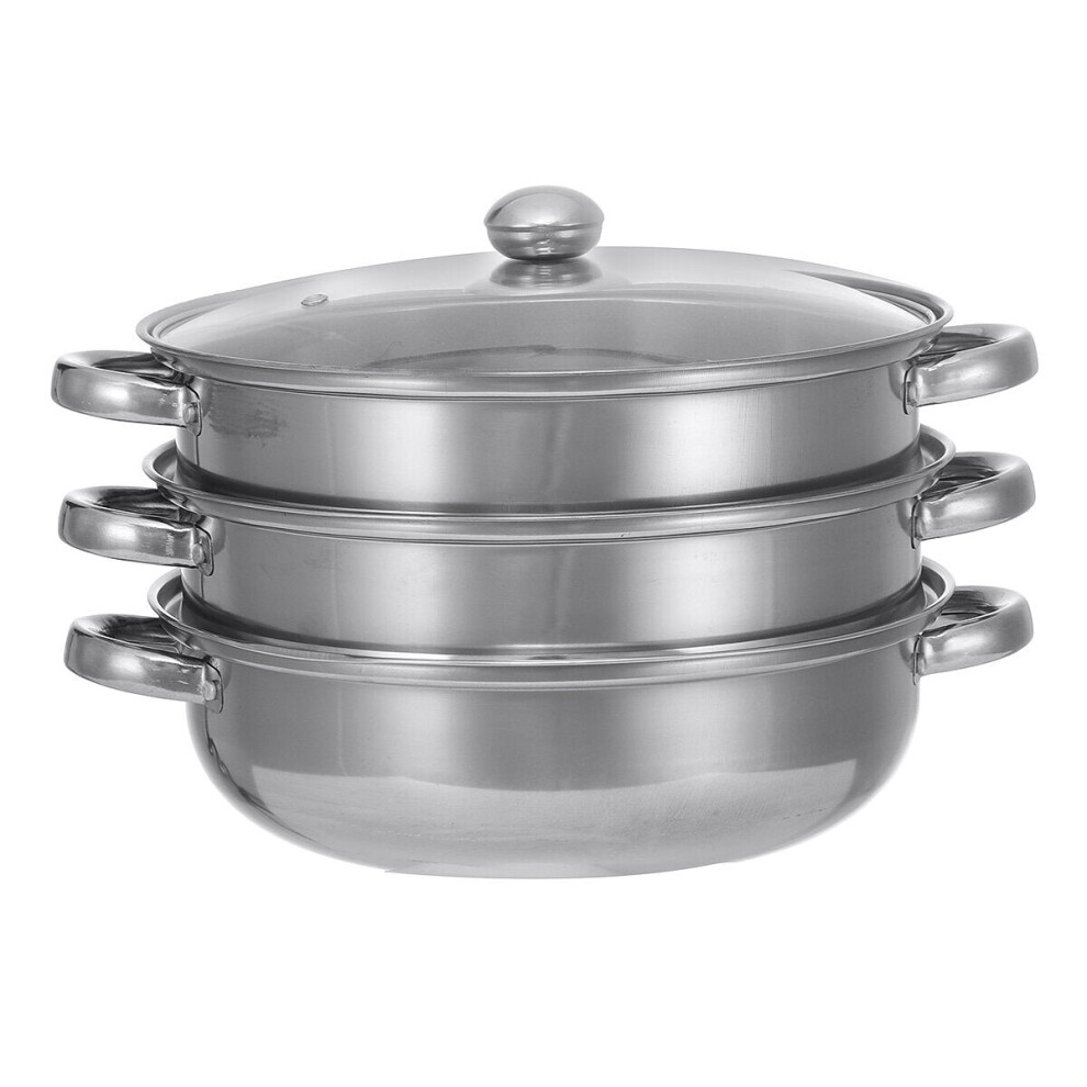 Cooking Pot Stainless Steel Cookware Steaming Boiling Soup Pan Kitchen Set 28CM