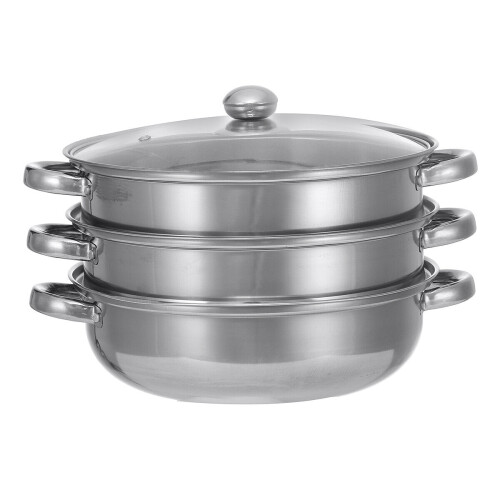 Cooking Pot Stainless Steel Cookware Steaming Boiling Soup Pan Kitchen Set 28CM 1