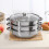 Cooking Pot Stainless Steel Cookware Steaming Boiling Soup Pan Kitchen Set 28CM 3