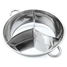 (#1) 400/340mm 3 Taste Stainless Steel Hot Pot Cookware Soup Container 3 Site Induction Compatible