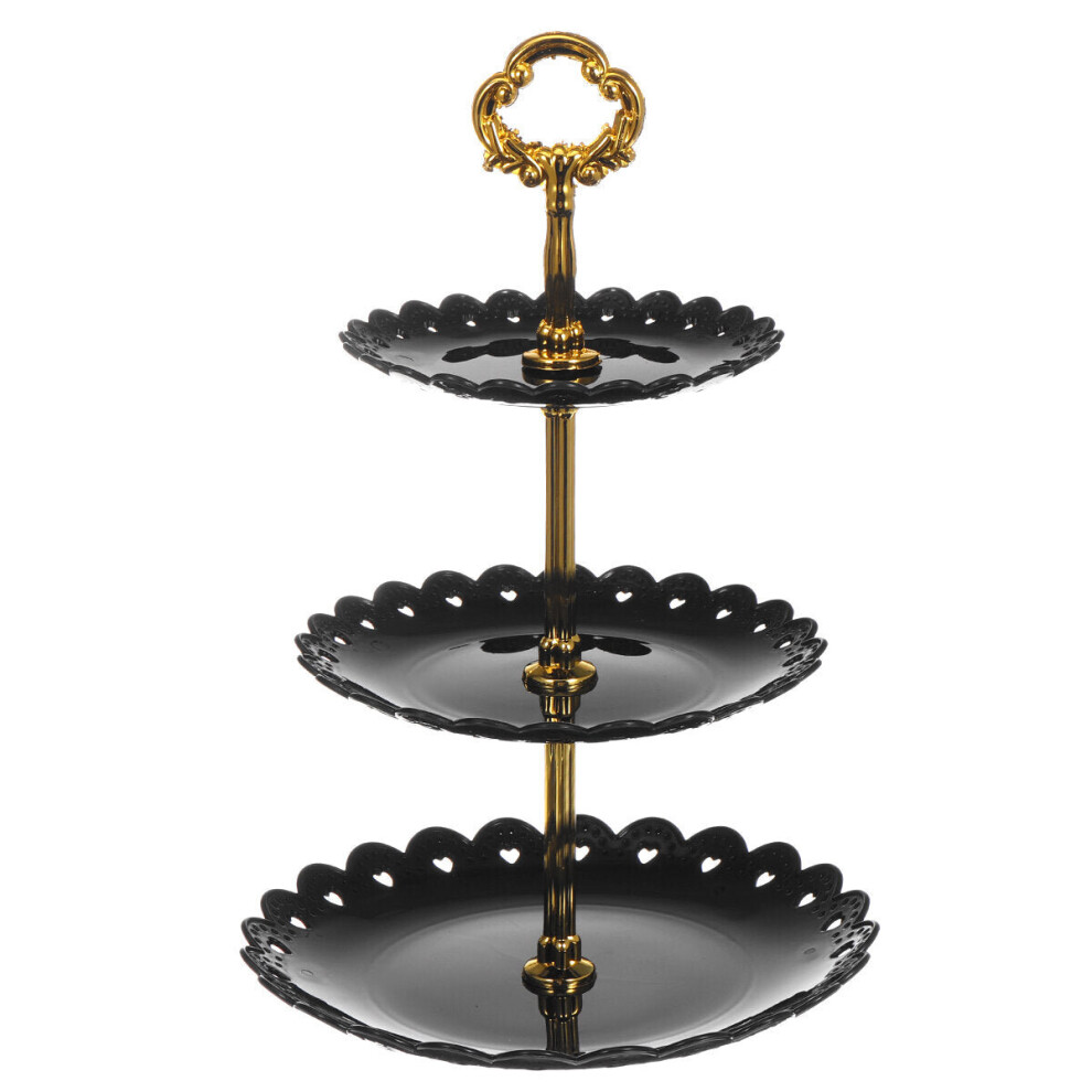 (Black) 3 Tier Cupcake Stand Afternoon Tea Dessert Plate Party Wedding Food Display Rack